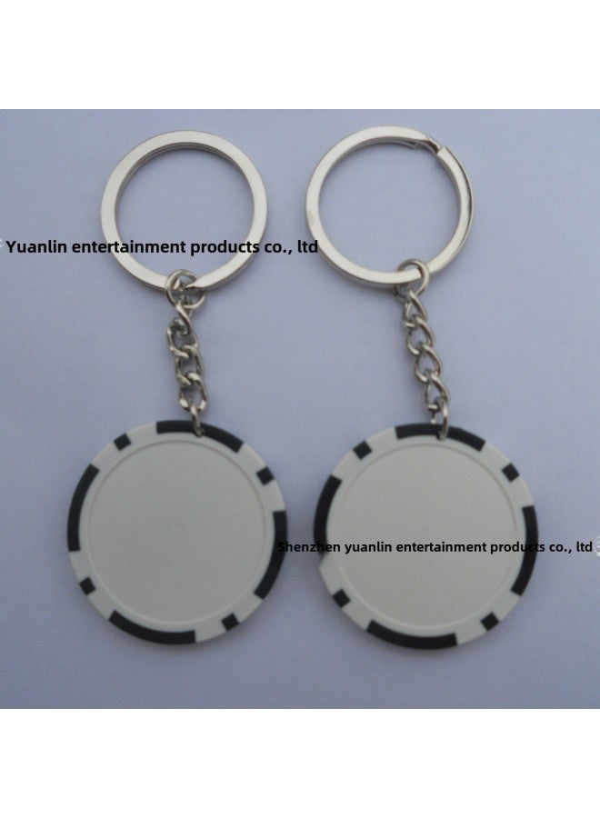 Direct Chip Key Chain Plastic Chips Key Chain Chess Room Silk Screen Bronzing Chips Key Ring Chips-Color:Coffee-Specifications:40*3.3mm*16.5g - Image 2