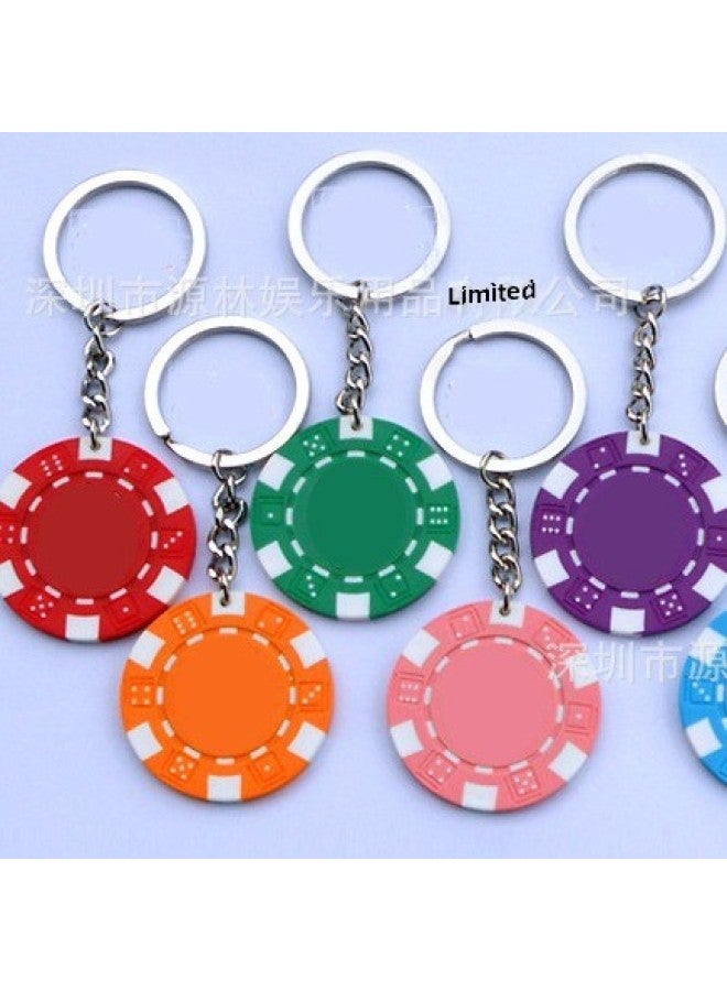 Direct Chip Key Chain Plastic Chips Key Chain Chess Room Silk Screen Bronzing Chips Key Ring Chips-Color:Coffee-Specifications:40*3.3mm*16.5g - Image 3