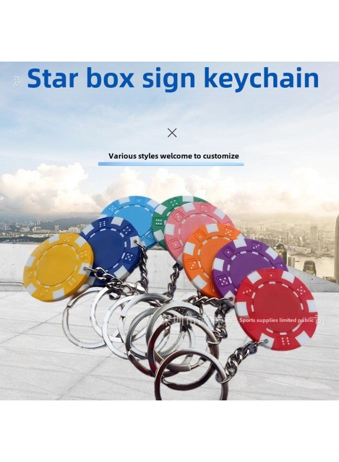 Direct Chip Key Chain Plastic Chips Key Chain Chess Room Silk Screen Bronzing Chips Key Ring Chips-Color:Coffee-Specifications:40*3.3mm*16.5g - Image 4