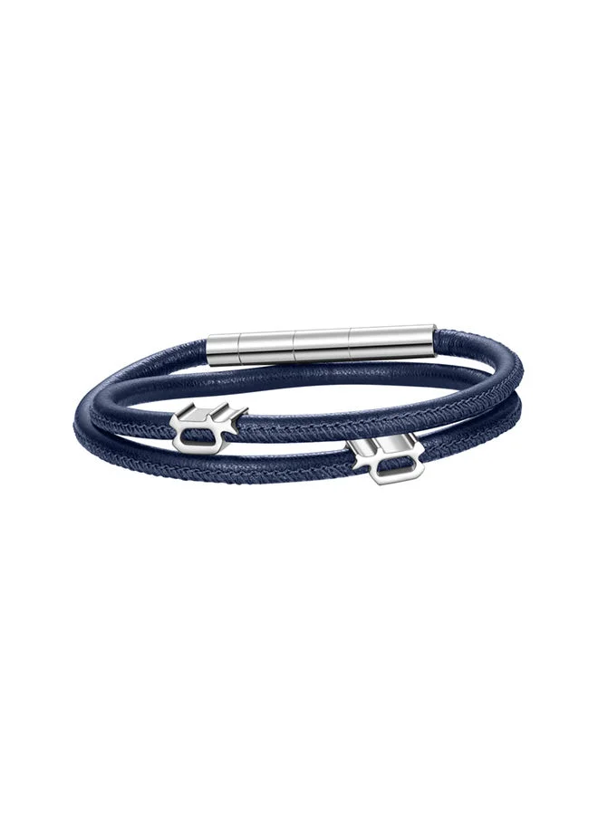 POLICE Pipe Bracelet for Men Stainless steel with Navy LeatherPEAGB0012101
