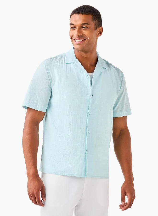 Splash FAV Seersucker Textured Resort Collar Shirt