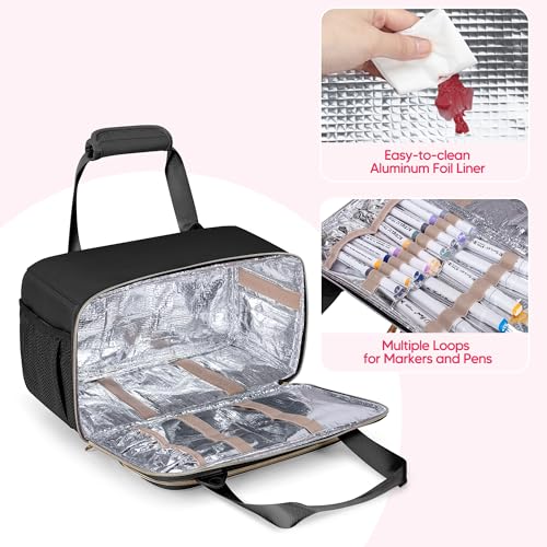 Prokva Marker Organizer Case Holding up to 216 Markers, Marker Storage Carrying Bag, Large Marker Holder with Shoulder Strap, Black - Image 2