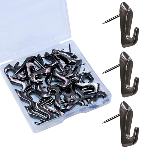 Atsky Push Pin Picture Hangers, 30 PCS Thumb Tacks for Wall Hanger, Decorative Picture Hooks for Hanging Things, Small Double Deaded Wall Hooks for Bulletin Board (Black) - Image 1
