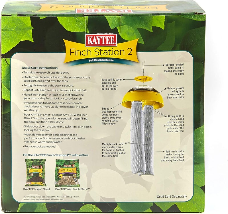 Kaytee Wild Bird Finch Station 2 Soft Mesh Sock Feeder, Includes, Yellow, 4 Socks - Image 2