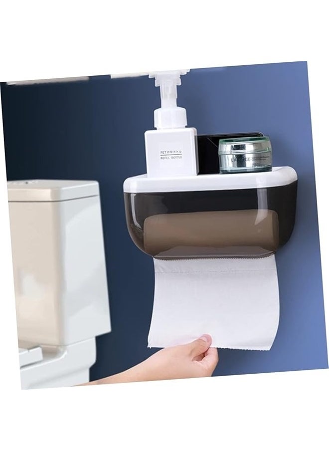 yongsheng Wall Mounted Toilet Paper Holder White/Black 23.5*13.5*18cm， Bank Tissue Holder Tissue Hanging Case Tissue Organizer Tissue Box Paper Towel Holder  - Image 4