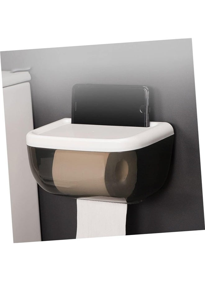 yongsheng Wall Mounted Toilet Paper Holder White/Black 23.5*13.5*18cm， Bank Tissue Holder Tissue Hanging Case Tissue Organizer Tissue Box Paper Towel Holder  - Image 5