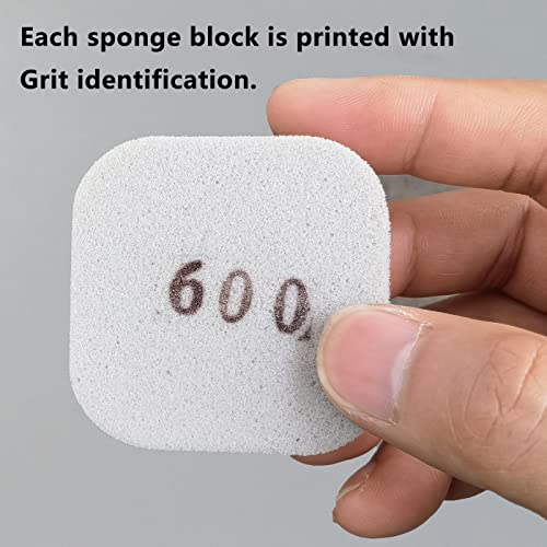 HDongany 27 Pcs Sanding Sponge Soft Touch Sanding Pads,Sand Paper, Mesh Sanding Polishing Pads for Craft Polishing Repairing, 2" x 2" Sanding Blocks, 9 Kinds Grit from 320 to 3500 - Image 4