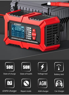 LAESO 3 in 1 Car Battery Charger,  Car Battery Tester, Car Battery Maintainer, 12V  6A Fully Automatic Intelligent Charger with LCD Digital Display Pulse Repair for Car Small Truck Motorcycle  - Image 2