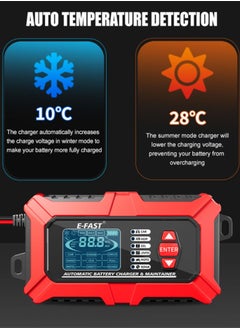 LAESO 3 in 1 Car Battery Charger,  Car Battery Tester, Car Battery Maintainer, 12V  6A Fully Automatic Intelligent Charger with LCD Digital Display Pulse Repair for Car Small Truck Motorcycle  - Image 3