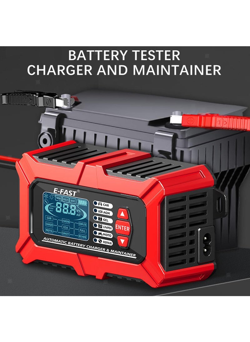 LAESO 3 in 1 Car Battery Charger,  Car Battery Tester, Car Battery Maintainer, 12V  6A Fully Automatic Intelligent Charger with LCD Digital Display Pulse Repair for Car Small Truck Motorcycle  - Image 4