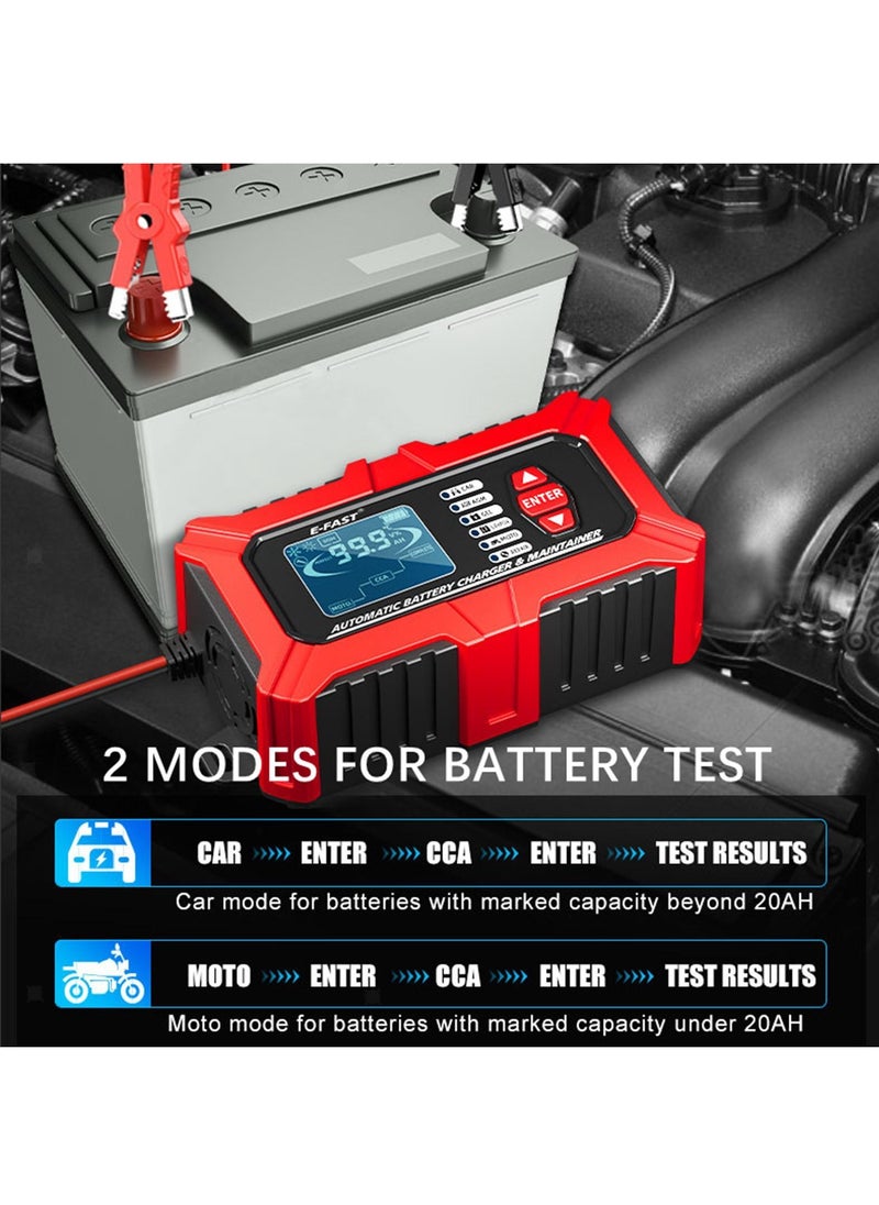 LAESO 3 in 1 Car Battery Charger,  Car Battery Tester, Car Battery Maintainer, 12V  6A Fully Automatic Intelligent Charger with LCD Digital Display Pulse Repair for Car Small Truck Motorcycle  - Image 5