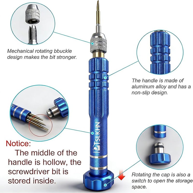 PTSLKHN 5-in-1 Multifunctional Small Screwdriver, S2 Steel Magnetic Screwdriver Kit for Eyeglass, Sunglasses, Electronics, Cellphone, Jewelry and More - Image 4