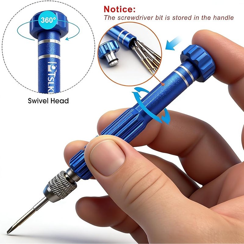 PTSLKHN 5-in-1 Multifunctional Small Screwdriver, S2 Steel Magnetic Screwdriver Kit for Eyeglass, Sunglasses, Electronics, Cellphone, Jewelry and More - Image 3