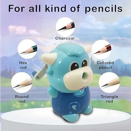 GETNAKSH Pencil Sharpener Cartoon Animal Manual Adjustable Pencil Sharpener with Crank and Container for Childrens Office School Classroom Stationery Gift for Kids Cute Cow Sharpener - Image 4