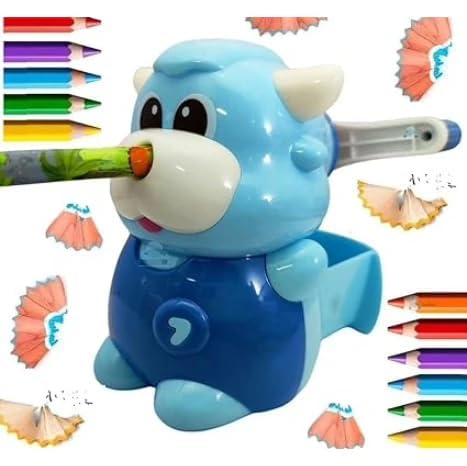 GETNAKSH Pencil Sharpener Cartoon Animal Manual Adjustable Pencil Sharpener with Crank and Container for Childrens Office School Classroom Stationery Gift for Kids Cute Cow Sharpener - Image 1