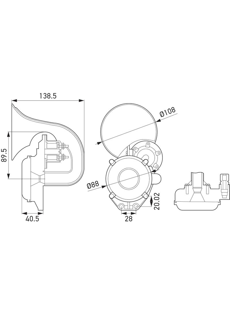 HELLA Hella 013410011 Black 12/24V Air 1-Tone BX Horn Kit  - Image 5