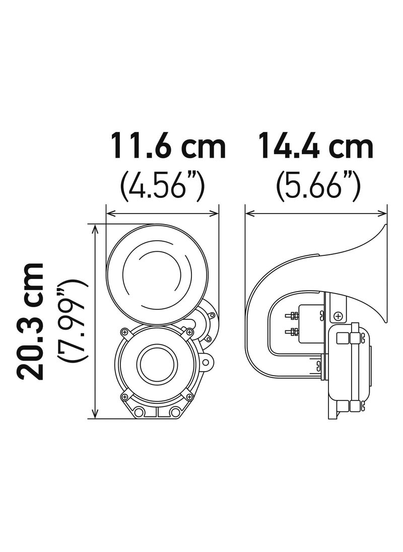 HELLA Hella 013410011 Black 12/24V Air 1-Tone BX Horn Kit  - Image 4