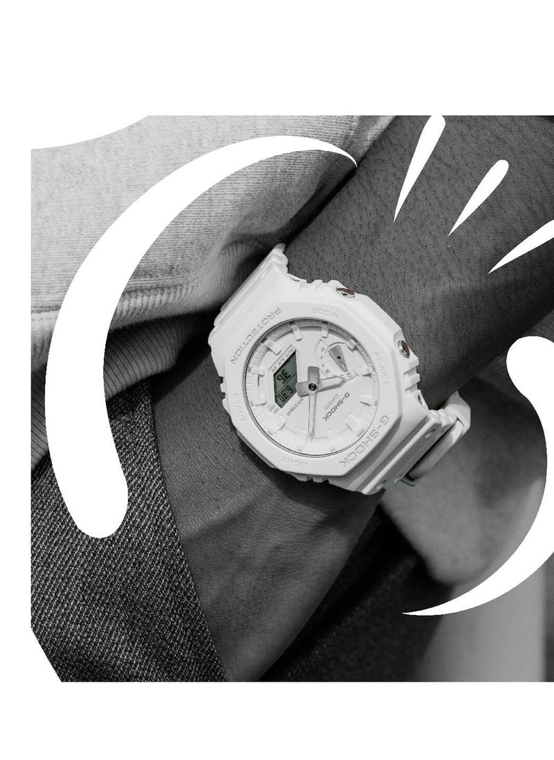 G-SHOCK Tone-On-TONE Unisex Analog Digital White Resin Band Wrist Watch GA-2100-7A7  - Image 4