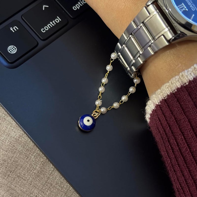 PRADHAN ACCESSORIES Store PRADHAN ACCESSORIES Evil Eye Watch Charms for Women, Anti-Tarnish, Stylish Watch Jewellery, Combo of 2 - Image 3