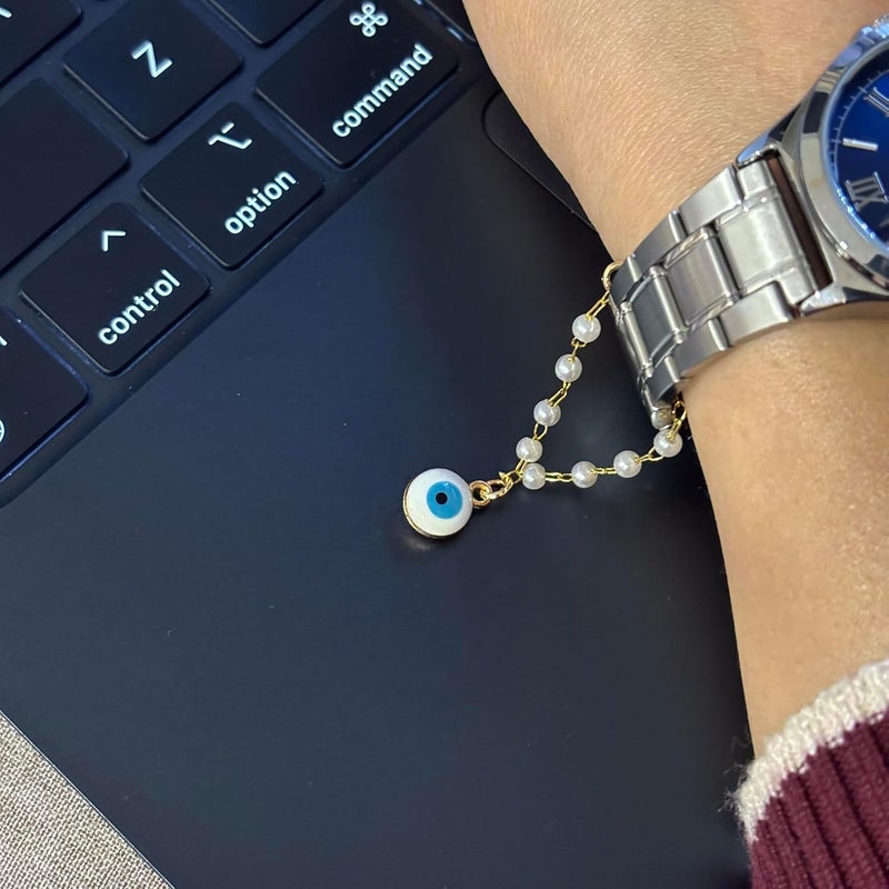 PRADHAN ACCESSORIES Store PRADHAN ACCESSORIES Evil Eye Watch Charms for Women, Anti-Tarnish, Stylish Watch Jewellery, Combo of 2 - Image 2