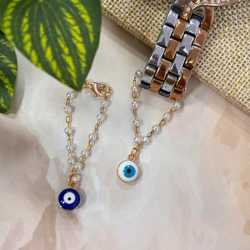 PRADHAN ACCESSORIES Store PRADHAN ACCESSORIES Evil Eye Watch Charms for Women, Anti-Tarnish, Stylish Watch Jewellery, Combo of 2 - Image 4