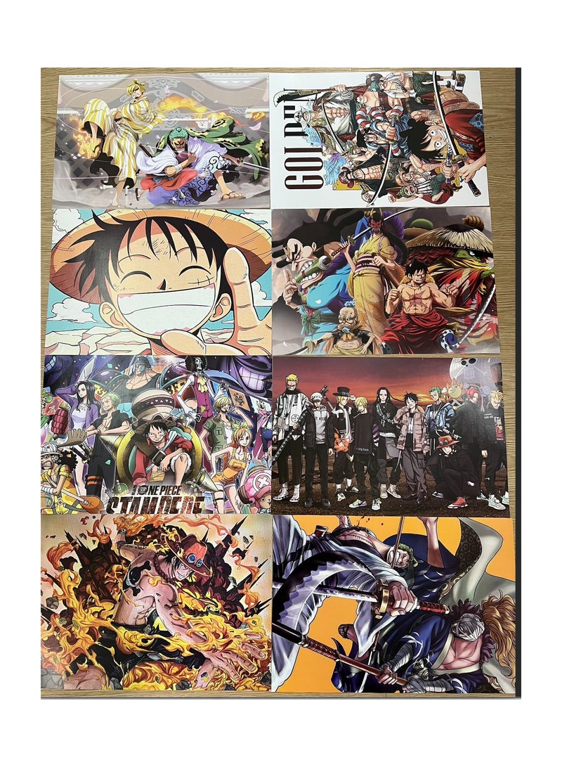 One Piece 8 Pcs One Piece Cartoon Posters Set For Home Decoration