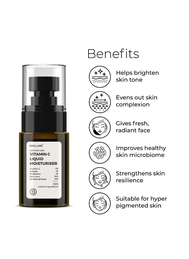 BRILLARE Vitamin C Liquid Moisturizer For Bright And Glowing Skin, 100% Natural Probiotics Moisturizer, Suitable For All Skin Types  - Image 4