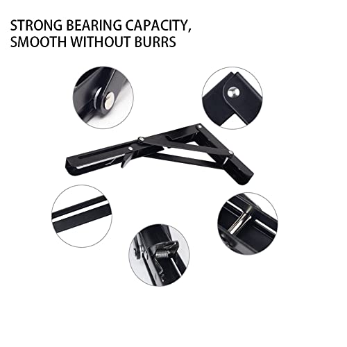 MIKMAYTOO Black Folding Shelf Brackets Max. Load 220 lb, Heavy Duty DIY Wall Mounted Shelf Bracket Space Saving for Table Work Bench (10 INCEH-2PCS) - Image 3