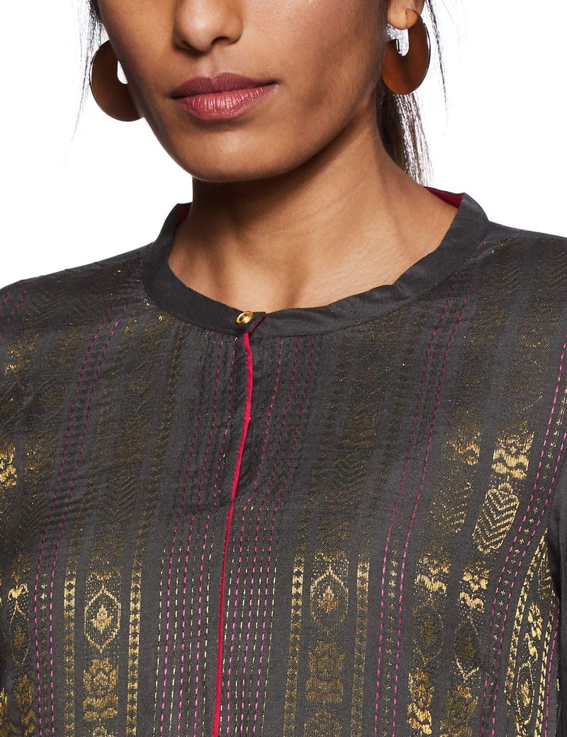 Aurelia Women Rayon Regular Fit Kurta (19AUA10814-700472_Grey_X-Small) - Image 3
