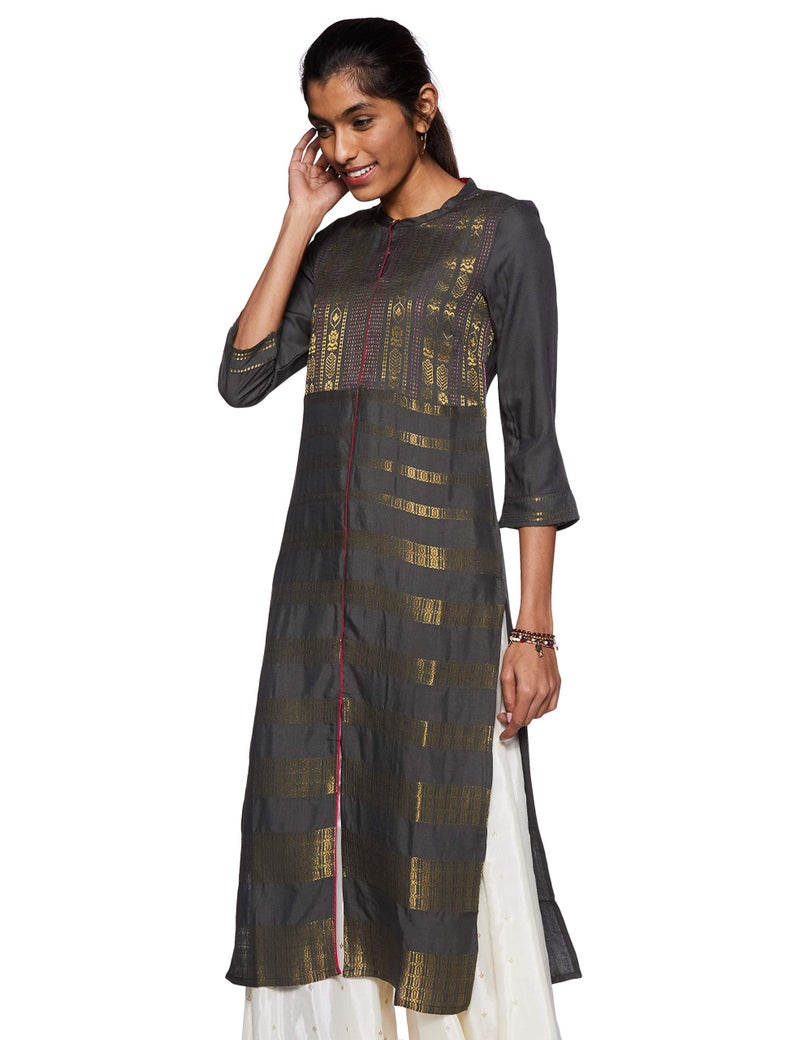 Aurelia Women Rayon Regular Fit Kurta (19AUA10814-700472_Grey_X-Small) - Image 1