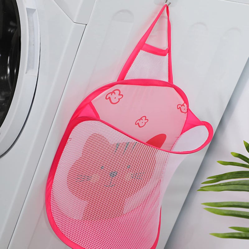 Mesh Collapsible Hanging Laundry Hamper With Hook For Bedroom Bathroom Dorm Color A - Image 4