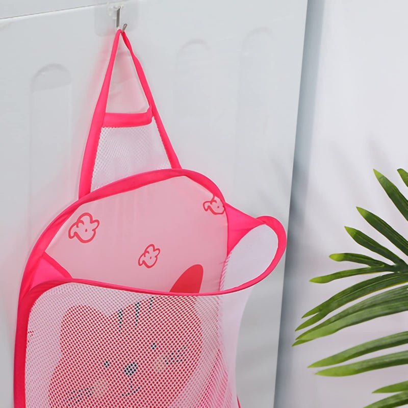 Mesh Collapsible Hanging Laundry Hamper With Hook For Bedroom Bathroom Dorm Color A - Image 3