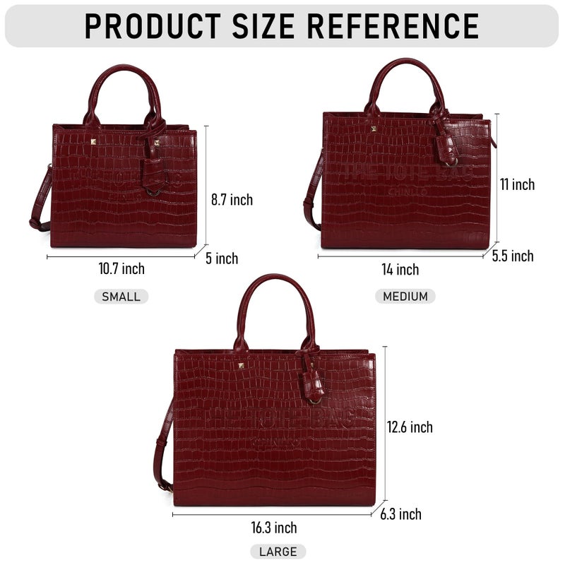 Chinllo Tote Bag for Women Top Handle Satchel Purse and Handbags with Shoulder Strap (D.Red-Sc) - Image 2