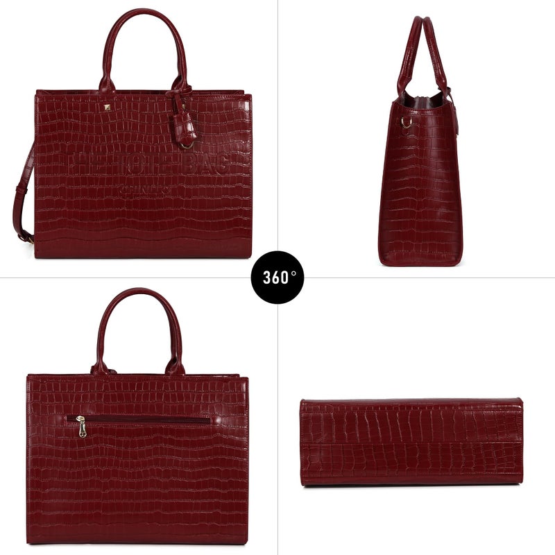 Chinllo Tote Bag for Women Top Handle Satchel Purse and Handbags with Shoulder Strap (D.Red-Sc) - Image 5