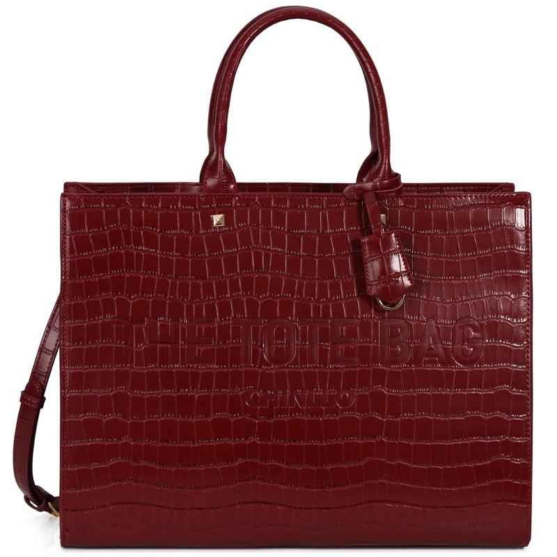 Chinllo Tote Bag for Women Top Handle Satchel Purse and Handbags with Shoulder Strap (D.Red-Sc) - Image 1