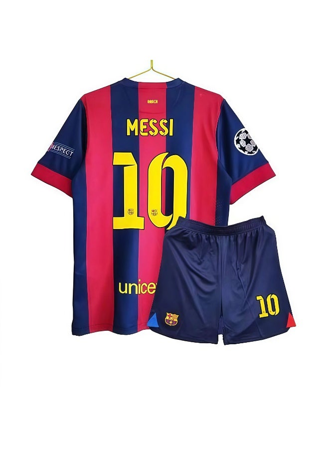 2014-2015 برشلونة المنزل الرجعية لكرة القدم موحدة #10 ميسي الأطفال لكرة القدم جيرسي السراويل دعوى هدية للجماهير والأصدقاء - Image 1