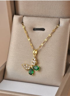Stainless Steel Butterfly Butterfly Necklace Shiny Green Simple Luxury Lightweight Necklace Accessories Gifts for Women
