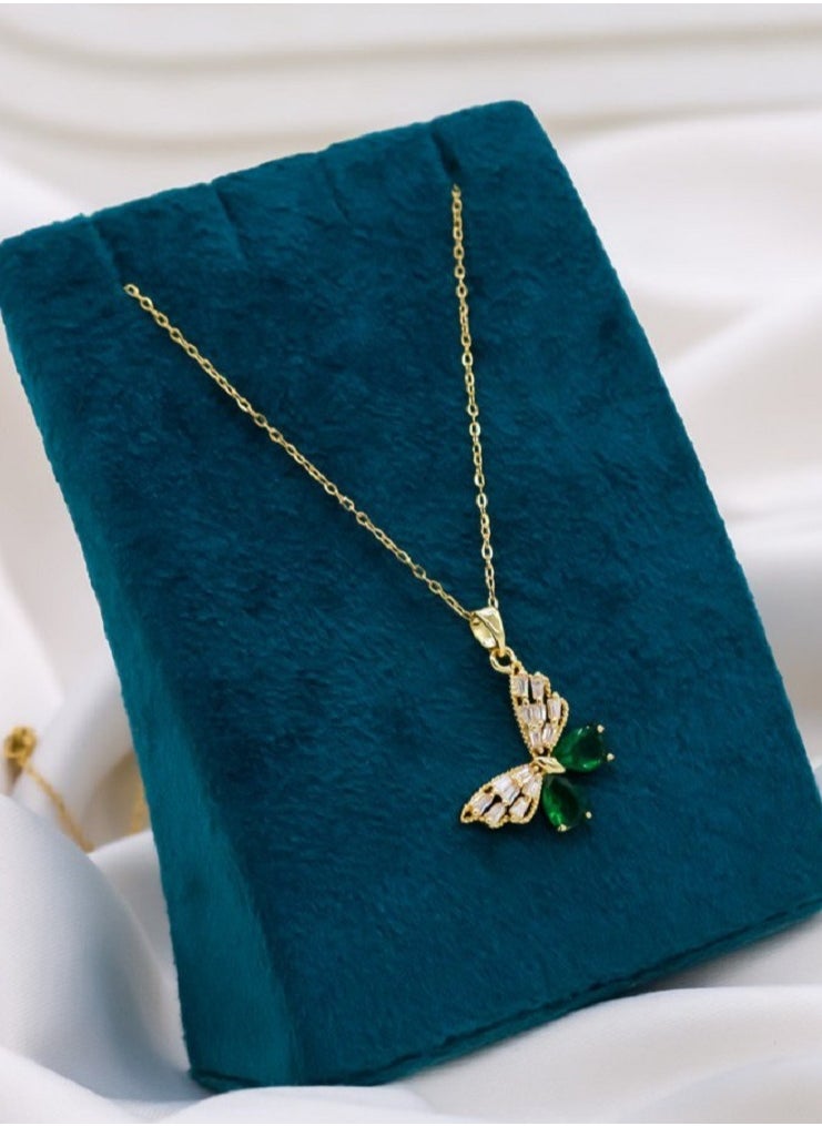 Generic - Stainless Steel Butterfly Butterfly Necklace Shiny Green Simple Luxury Lightweight Necklace Accessories Gifts for Women - Image 1