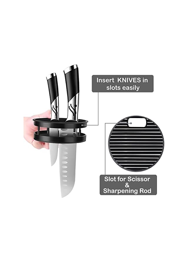 Raxoom Knife Block, Knife Holder with Slots for Scissors & Sharpening Rod - Stainless Steel Kitchen Knife Holder with Removable Bottom for Easy Cleaning – Rust Proof Knife Organizer - Image 3