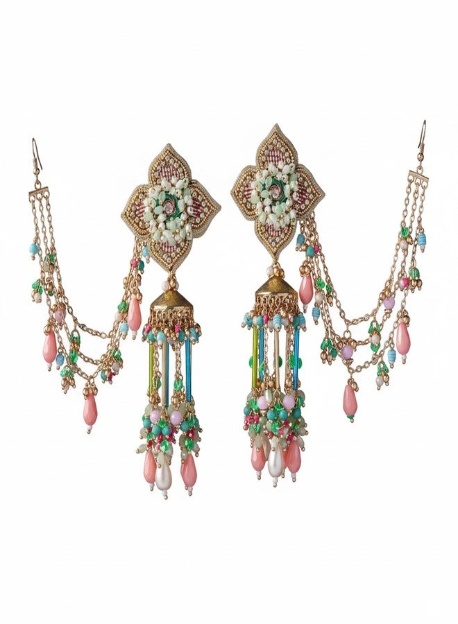SANJOYA BY EVERSTYLISH Beautiful Blossom Multiple Chain Earrings, A Flower Motif And Danglers Lightweight Jewelry For Women | Party, Festive, Wedding & Gifting - Image 1