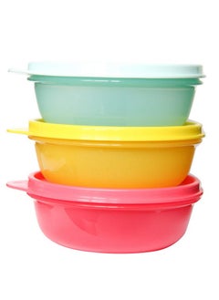 Tupperware Plastic S.S. Bowl Airtight Storage Container Set Of (3 X 1,27 Cups), Mix,Multicolor