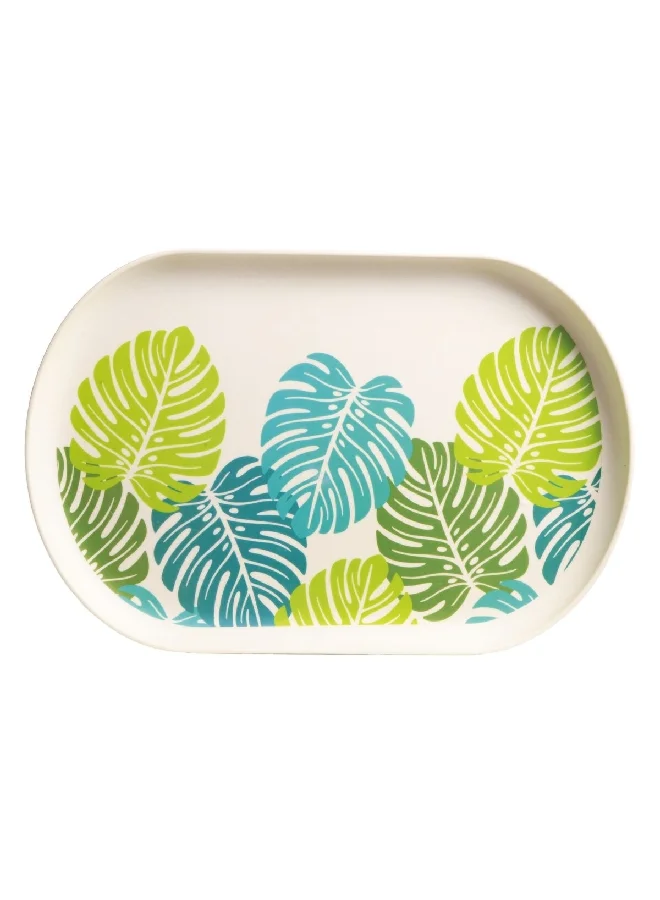 PARFAIT Leaf Print Bamboo Fibre Rectangular Tray Multicolour 48 x 32 cm DS21152BF