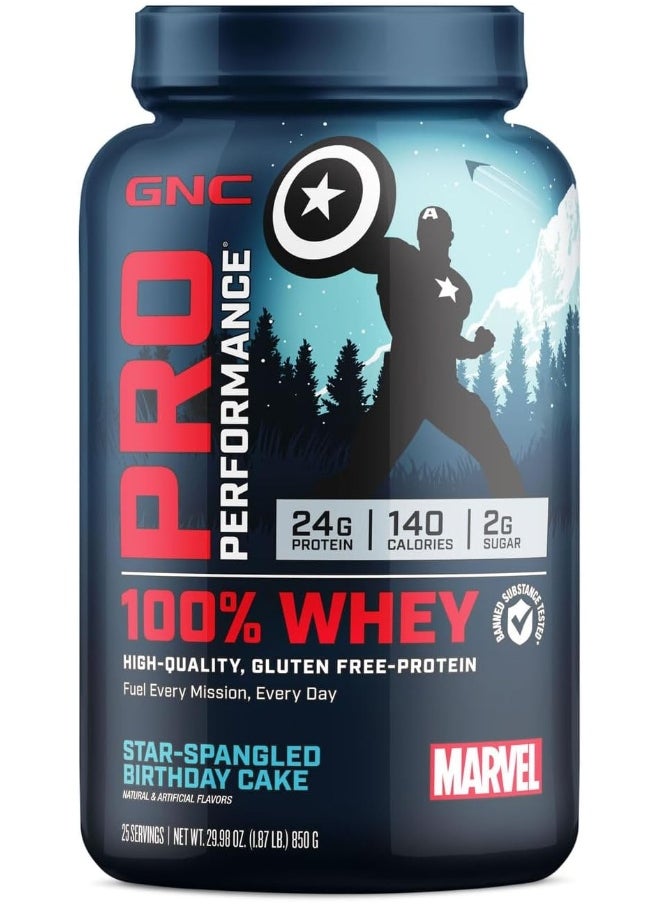 GNC Pro Performance 100% Whey Marvel: Star-Spangled Birthday Cake 25 Servings  - Image 1