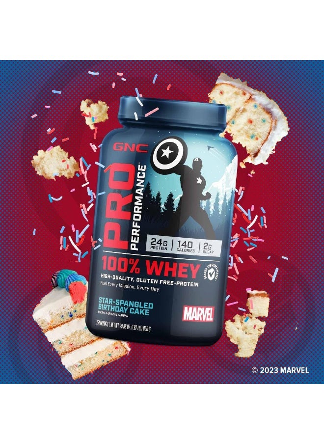 GNC Pro Performance 100% Whey Marvel: Star-Spangled Birthday Cake 25 Servings  - Image 3