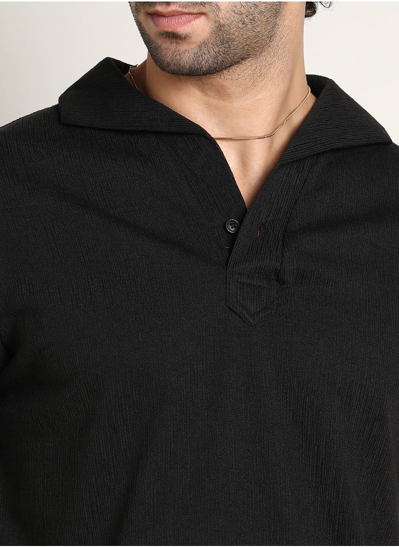 كامبوس سوترا Men's Onyx Black Tactitle Spread-Polo T-Shirt  - Image 2