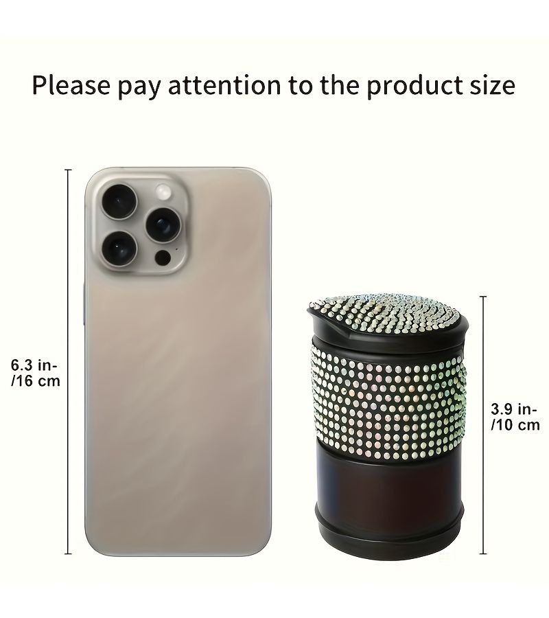 1pc Black Round Crystal Lid Trash Can Coin Organizer Portable Anti Odor Durable Plastic For Car Truck Office Home - Image 2