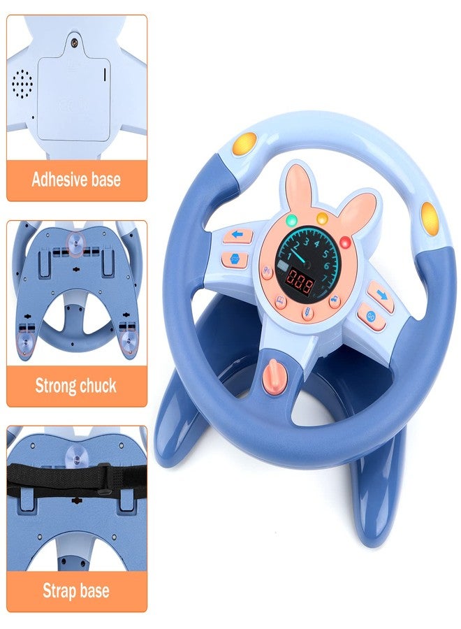 deAO Kids Steering Wheel for Backseat with Key Baby Toys Pretend Driving Simulated Steering Wheel Toy with Light and Music Gifts for Kids Toddlers Blue - Image 4