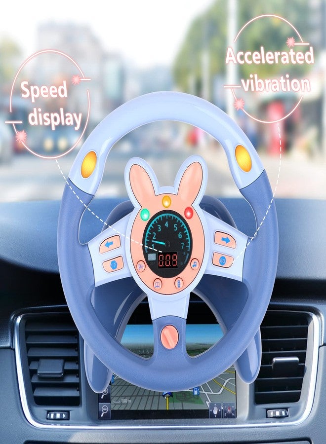 deAO Kids Steering Wheel for Backseat with Key Baby Toys Pretend Driving Simulated Steering Wheel Toy with Light and Music Gifts for Kids Toddlers Blue - Image 2
