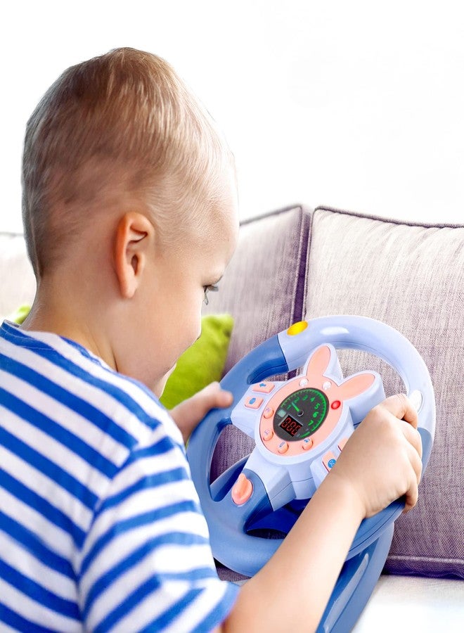 deAO Kids Steering Wheel for Backseat with Key Baby Toys Pretend Driving Simulated Steering Wheel Toy with Light and Music Gifts for Kids Toddlers Blue - Image 5