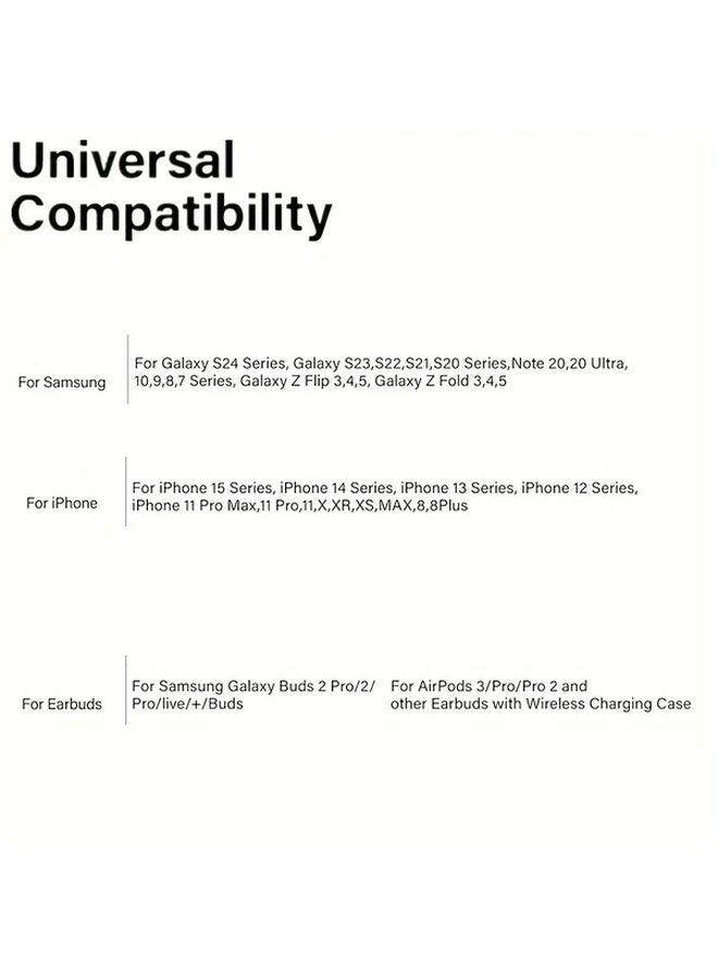 وسادة شحن لاسلكي مزدوجة رمادية 2 في 1 بسريعة الشحن لهاتف آيفون وسامسونج جالاكسي - Image 4